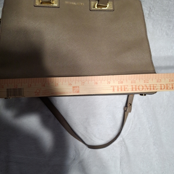 Michael Kors Taupe Satchel with Gold Accents - Picture 10 of 12